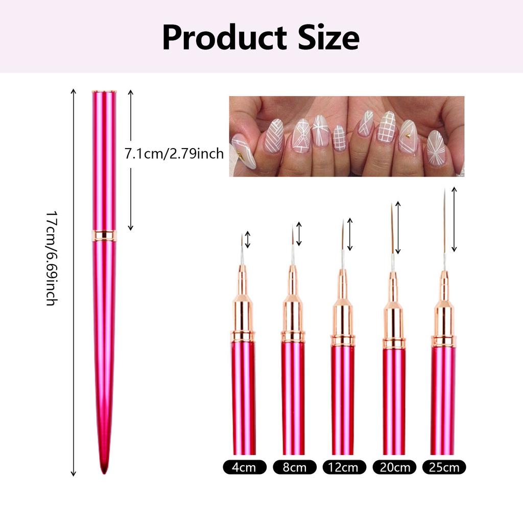 5Pcs Liner Brush for Nails Nail Arts Brushes Professional Nail Detail Brush
