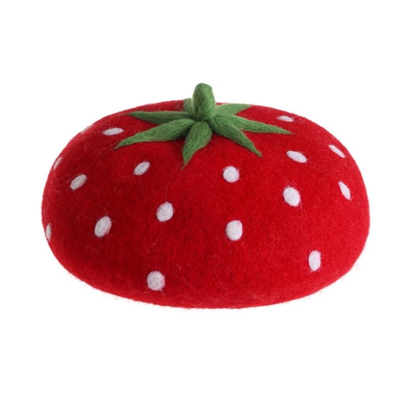 

Стильный шерстяной берет с вышивкой «Клубника», дышащая шапка, удобная шапка для стильных нарядов