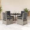 VidaXL Garden Dining Set 5 Pcs Grey Cushions Wicker 3262986