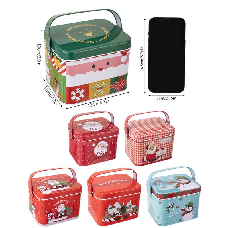 Cutii de conserve dreptunghiulare pentru fursecuri de Crăciun, cutie de tablă pentru bomboane de Crăciun, bol decorativ pentru alimente, 6x borcane pentru bomboane de Crăciun