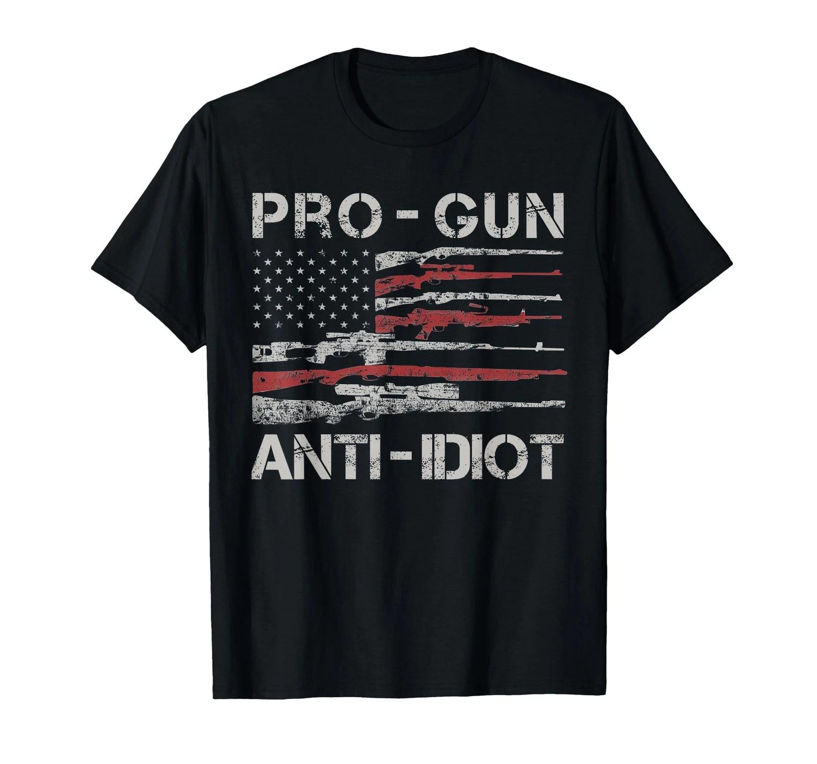Pro Gun Anti Idiot Shirt Vintage USA Flag 2nd Amendment T-Shirt 3XL