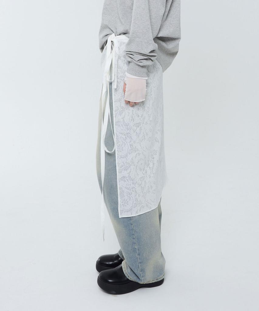 Liomeu Chiffon See-Through Layered Long Wrap Skirt_White