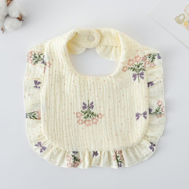 Ruffle Baby Drool Bibs: Pure Cotton Printed Lace Bibs