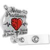 Nurse Practitioner Retractable Silver Glitter Irregular Badge Reel with Alligator Clip, Medical Gift for Men Women, Fun ID Card Badge Holder Gift for