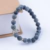 Viennimel Schwarzes verwittertes Achat-Perlenarmband