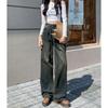 Cement Gray Retro Wide-leg Jeans Women's Autumn 2025 New High Waist Loose and Thin Straight Mopping