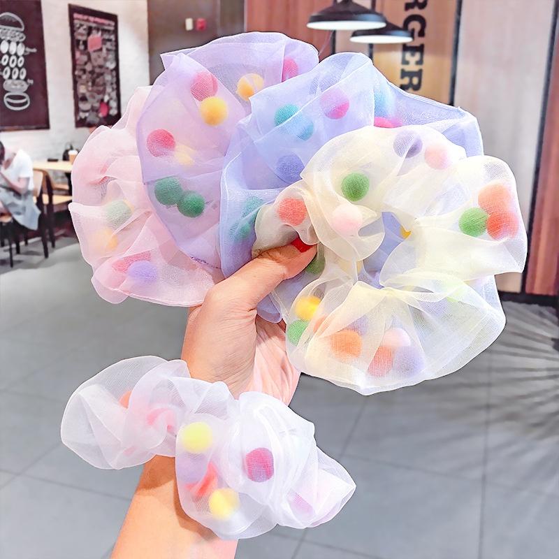 Woman Colorful Hairball Hair Ties Scrunchies Girls Elastic Hairband Hair Accessories Rope Headwear Rubber Band Ponytail Holders