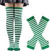 1 Set Dames Meisjes Over de Knie Lange Gestreepte Dijhoge Katoenen Sokken Armwarmers Handschoenen Zoet Schattig Grote Maat Overknee Sokken