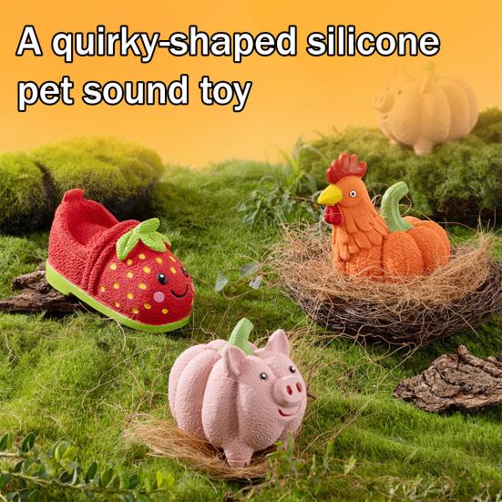 Pet Toy Latex Pig Chicken Shape Dog Teething Toy with Built-in Sound Device Relieves Boredom Separation Anxiety Chew Toy