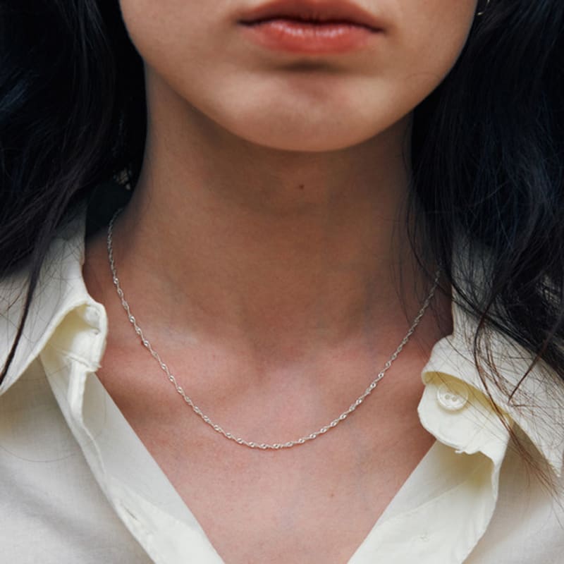 Green [925 Silver] Un.silver.204 / Twisted Necklace