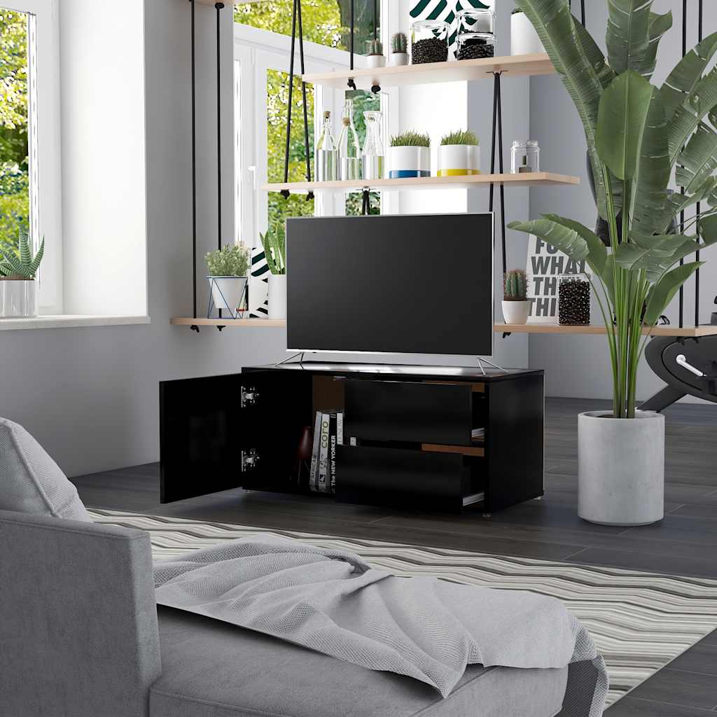 vidaXL TV-Schrank Schwarz 80x34x36 cm Holzwerkstoff