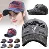 Retro Briefstickerei Baseballkappe für Herren Damen Patchwork Denim Hip-Hop Kappen Unisex Verstellbar Lässig Sonnenhut Trucker Caps