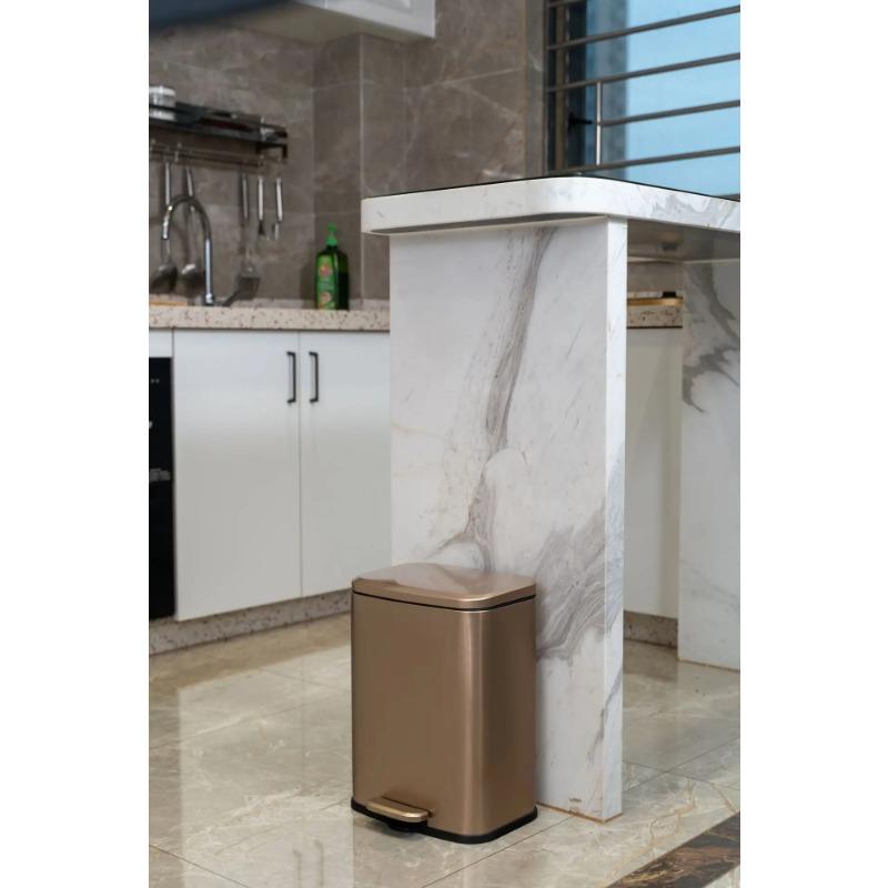 Stainless steel trash can Household large living room high appearance level ins wind with cover foot pedal square dustbin
