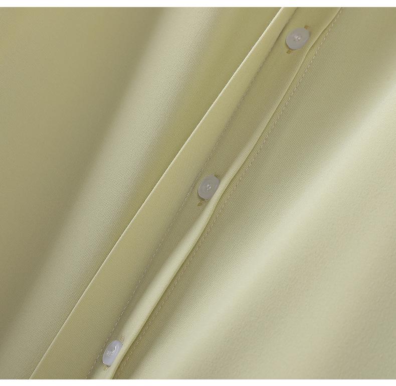 Women's Summer Polo Collar Shirt Dress - Waist-Slimming, Single-Breasted, Solid Color, Versatile, Mid-Length