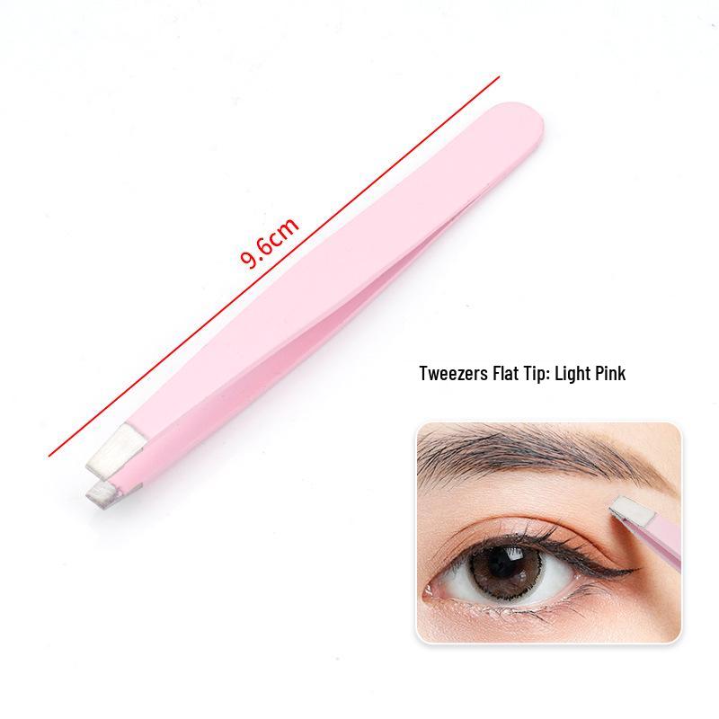 Stainless Steel Slanted Flat Head Eyebrow Tweezers for Multi-functional Hair Removal