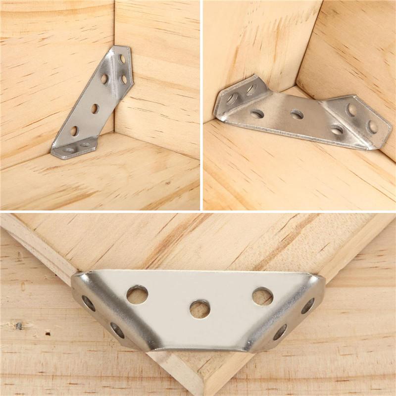 50/10Pcs Triangular Furniture Corner Bracket Connector Metal Trapeziform Angle Corner Brace Chair Drawer Shelf Joint Supports