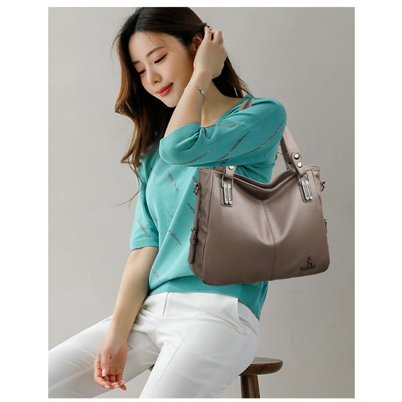 Elegant Vintage PU Leather Handbag for Women Large Capacity Shoulder Bag Top Handles & Detachable Shoulder Strap Simple Daily Bag Ladies Holiday Gifts