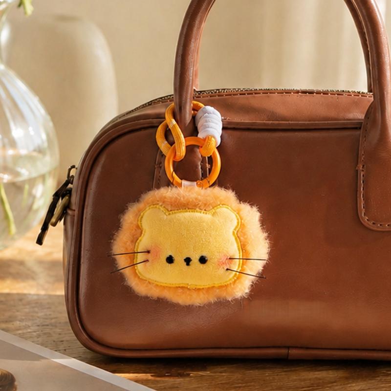 Plush Animal Bag Charm Keychains 1Pcs Cat Dog Lion Style Cute Decor for Women Car Key Gift