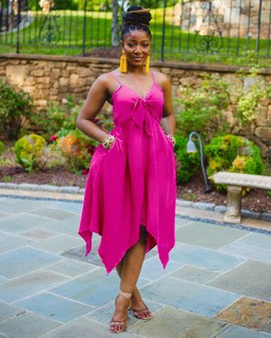 

Шикарное летнее пляжное платье с бретелями-бантами и неровным подолом 2025 - Повседневное средней длины XL фуксия