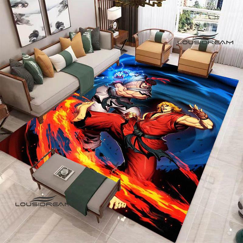 Klassisches Spiel Street Fighter Bedruckter Teppich Wohnzimmer Schlafzimmer Teppich Rutschfeste Fußmatte Foto-Requisiten Geburtstagsgeschenk