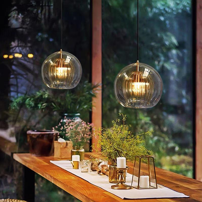 Nordic Minimalist Glass Ball Pendant Light for Cafe, Restaurant, Bar, Window, or Bedside.