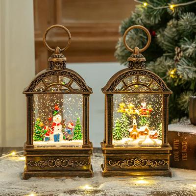 Globo de Neve de Natal com Luz LED Portátil de Mão Decoração de Flocos de Neve Ornamento Festivo para Mesa Ideia Perfeita de Presente de Feriado