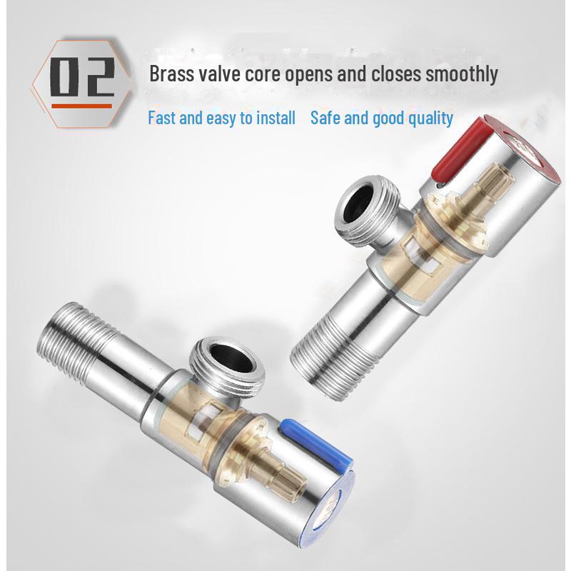 304 Stainless Steel Triangle Valve, One Inlet Two Outlet Water Heater Switch, Three-Way Toilet Stop Valve