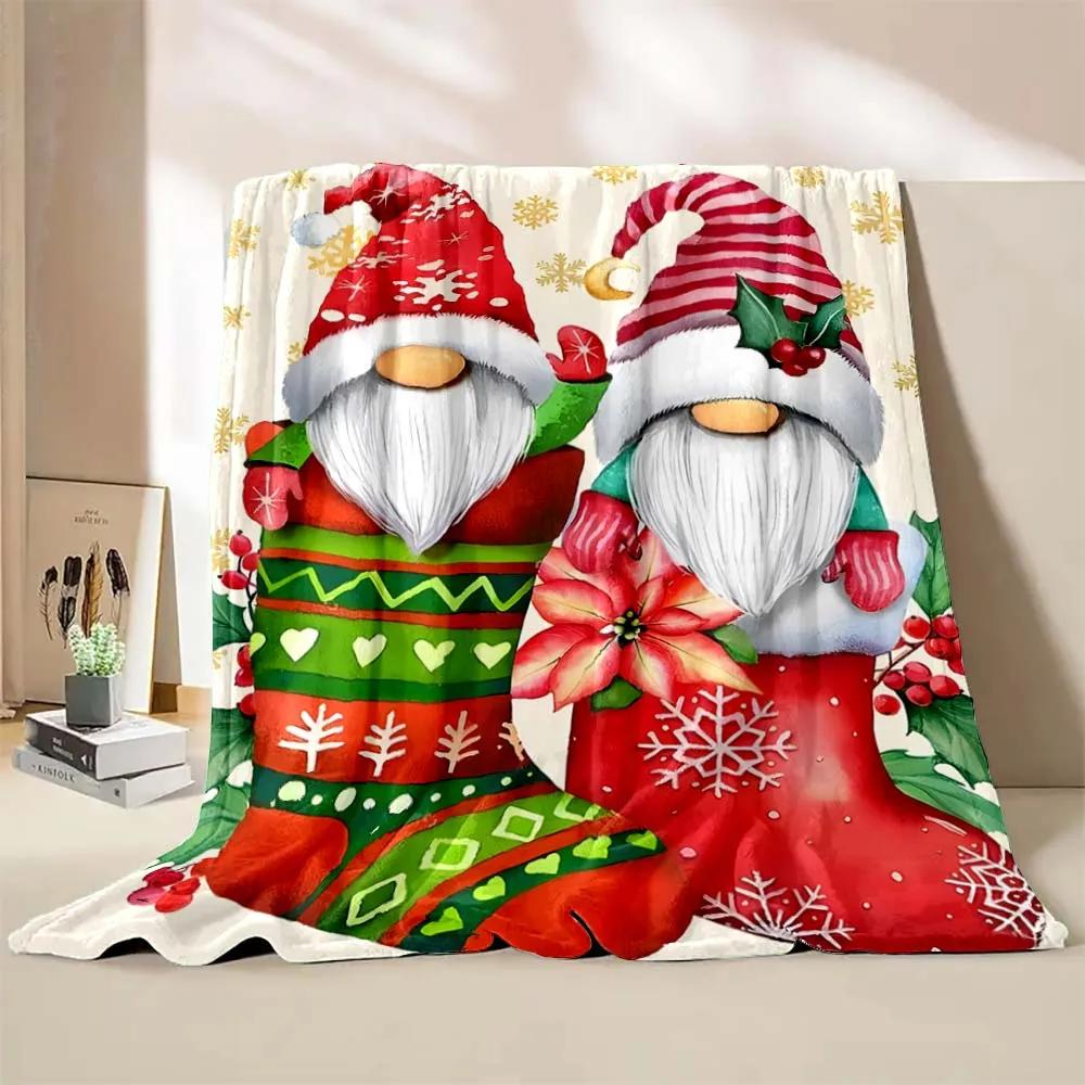 1PC Christmas Gnome Printed Blanket Warm Soft and Comfortable Home Travel Blanket Sofa Bedding Cover Blanket New Year Gift