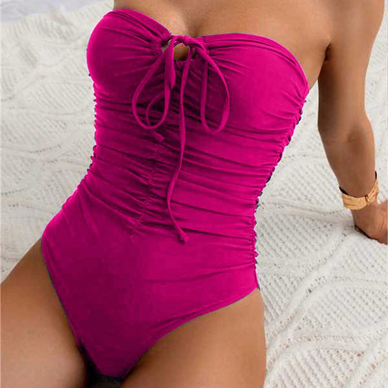 2025 New Women's One-piece Strapless Swimsuit, Sexy Necktie Swimsuit, Summer Beach Pool Clothing, Sportswear Women's Swimsuit.