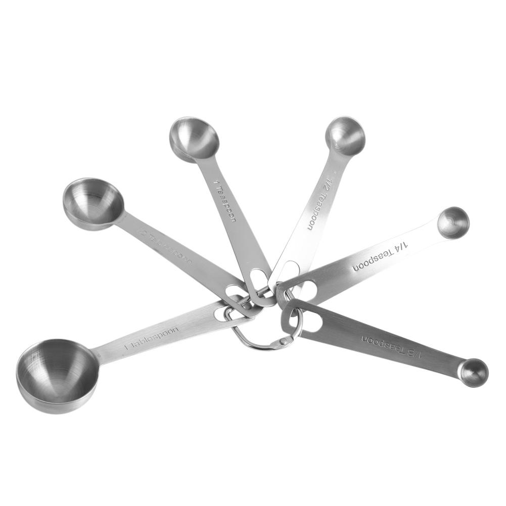 Ensemble de 6 cuillères à mesurer en acier inoxydable pour ingrédients secs et liquides