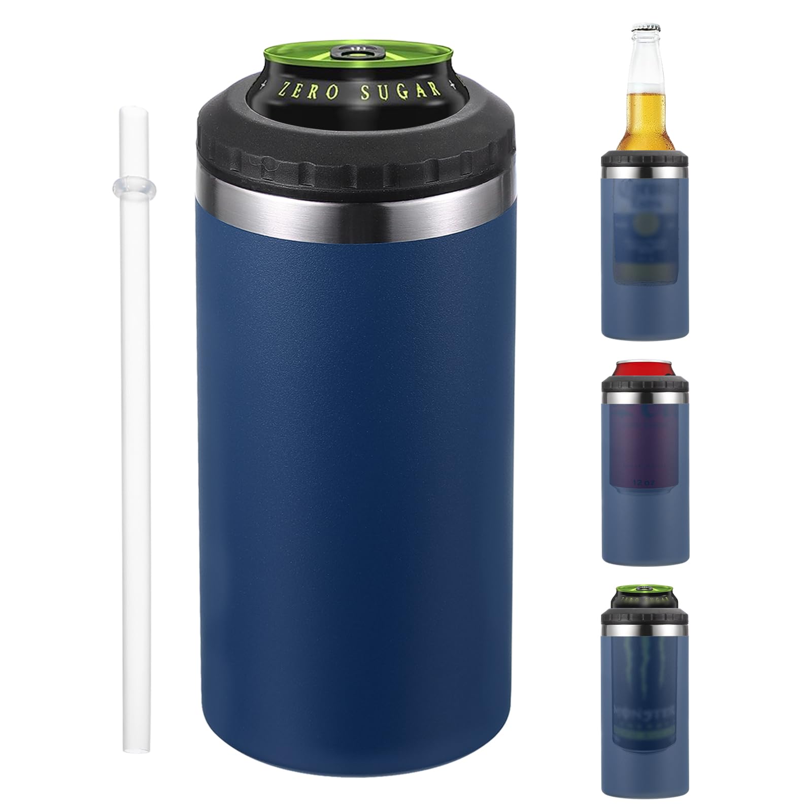 

PATIKIL Slim Can 16oz Skinny Can Insulated Beer Sleeve Drink Holder for and Regular Cans and Navy Blue Cooler, Beer, Soda, Coffee, Bottles,