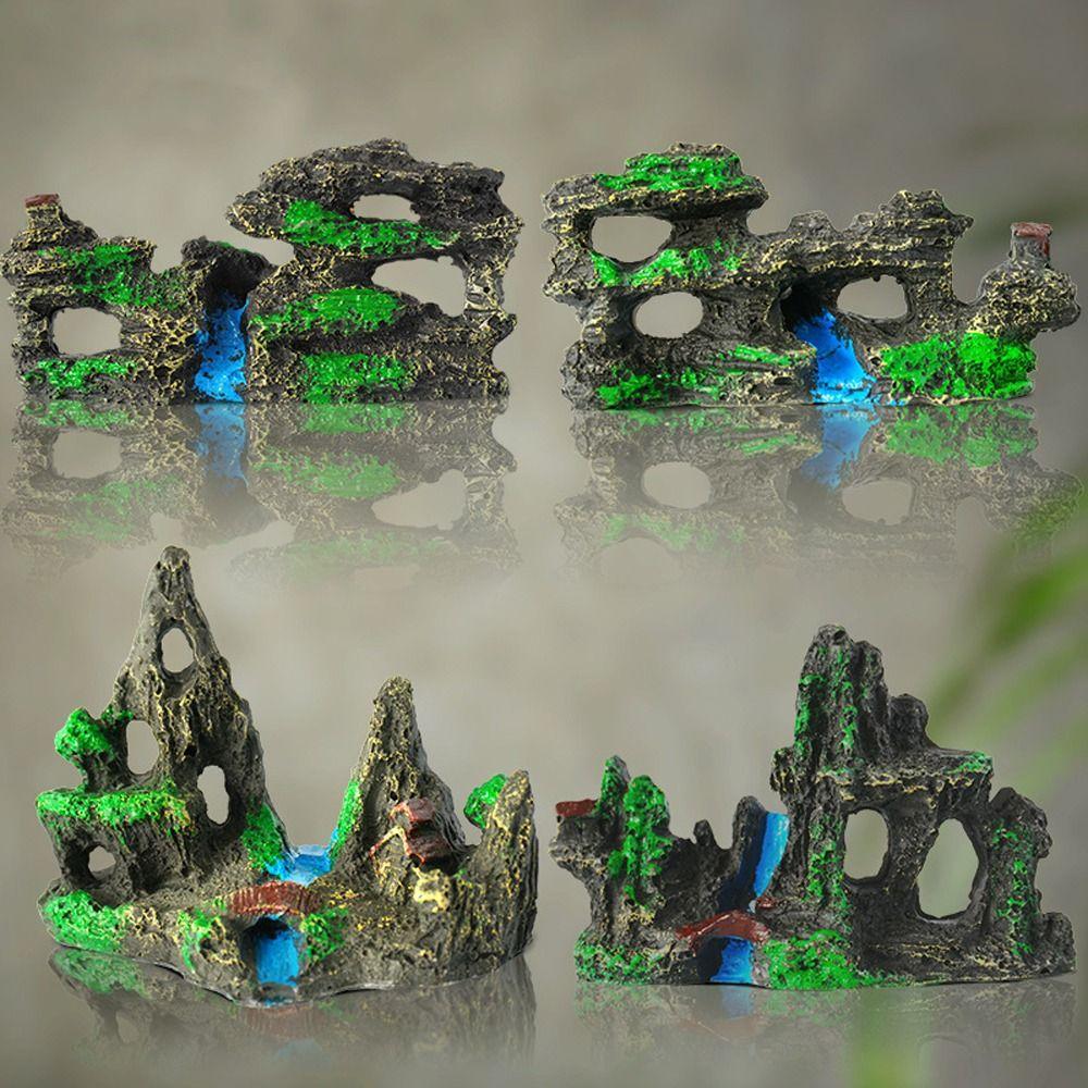 Resin Craft Aquarium Rockery Figurines Realistic Simulation Stone Statue  Fish Tank Landscape Decor