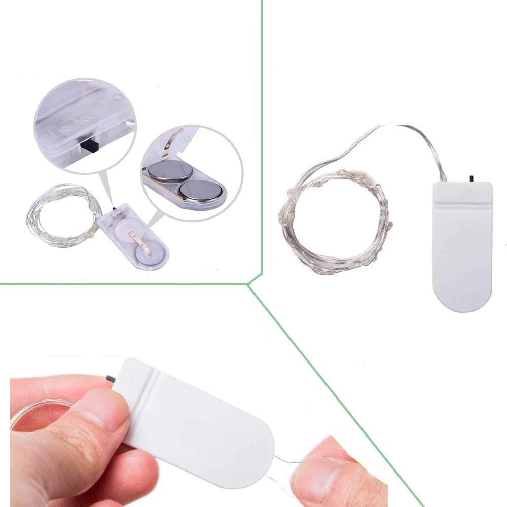 TG66255-1 CHRISTMAS TREE LIGHTS ON WIRE 20 LED MICRO GARLAND COOL WHITE + Batteries