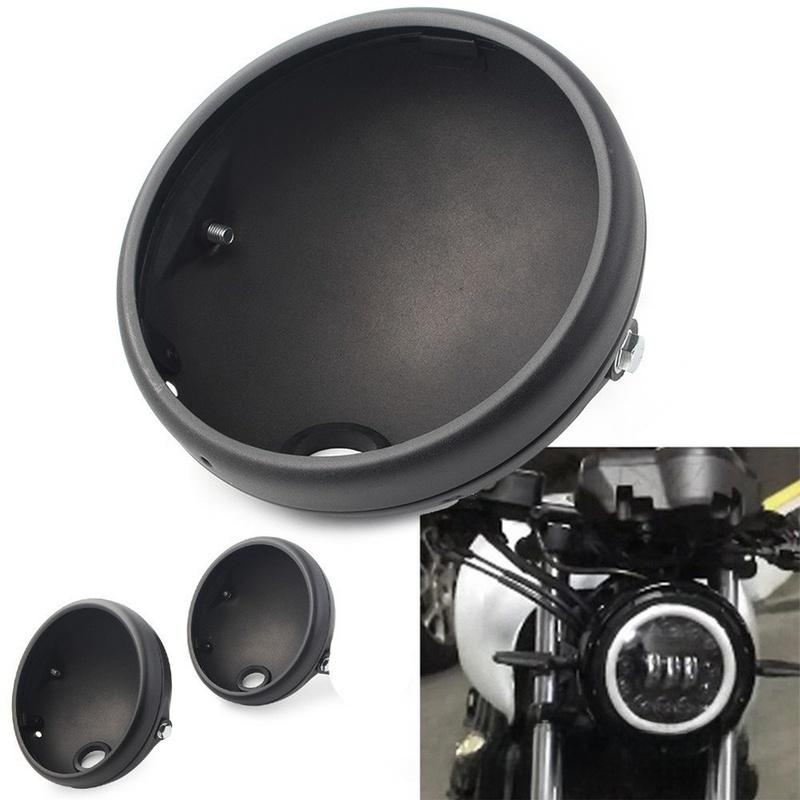 Retro Style Motorcycle Headlight Housing 7 Inch Matte Dark Alloy Compatible with LED Lamp for Various Motorcycles