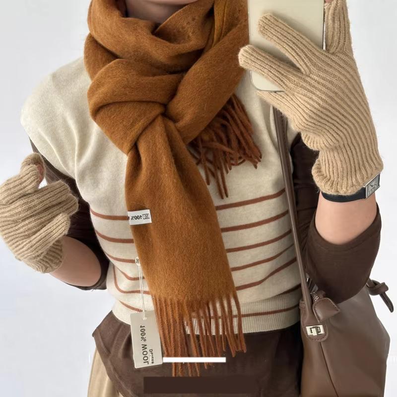 Luxus Australien Reine Schurwolle Schal Damen Mann Winter Designer Doppelseitige Maschen Strick Kaschmir Schal Damen Schal