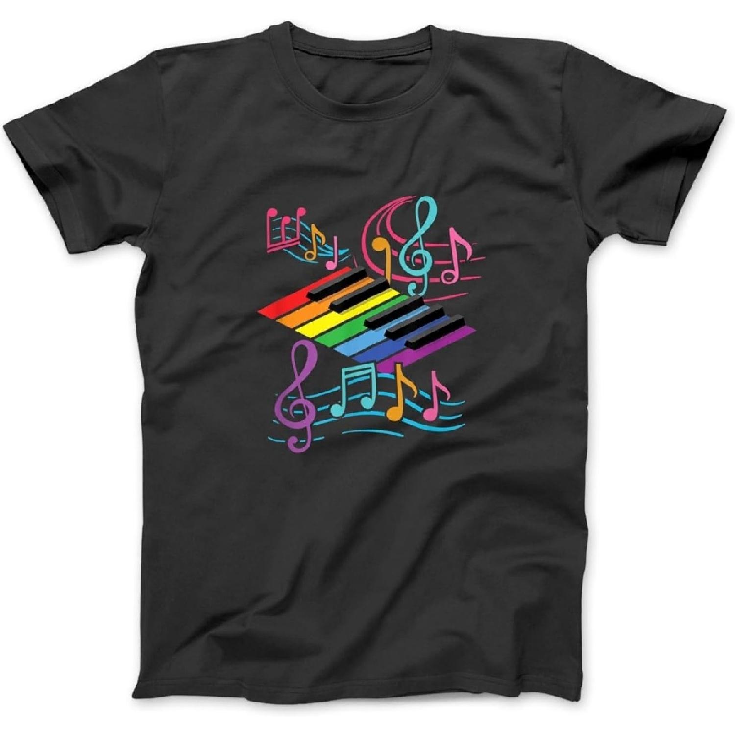 

Colorful Piano Keyboard _ Music Notes _ Musician Pianist T-Shirt Sweatshirt Hoodie for Men Women Kids Made in Canada Black XXXXXL різнокольоровий