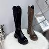 Anti-slip Fleece Long Boots, High-top Thick-soled Height-increasing Boots, Women's Shoes