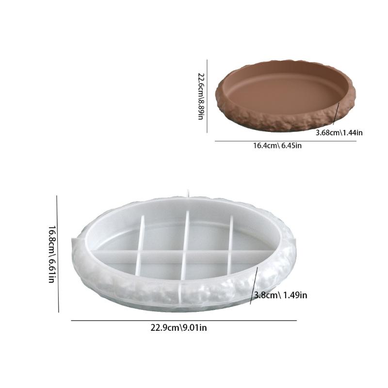 Oval Shape Rock Texture Mirror Surfaces Silicone Mold For Tray Dish Crafting Making Resin Jewelry Organiser Mould