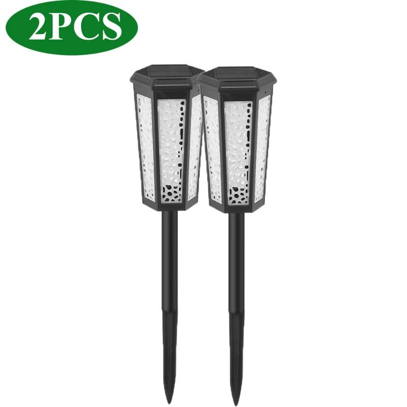Solar Powered Pathway Landscape Lights Outdoor Waterproof Dusk to Dawn 2 Modes Warm White & White Modern Garden Lights for Path Yard Walkway Driveway