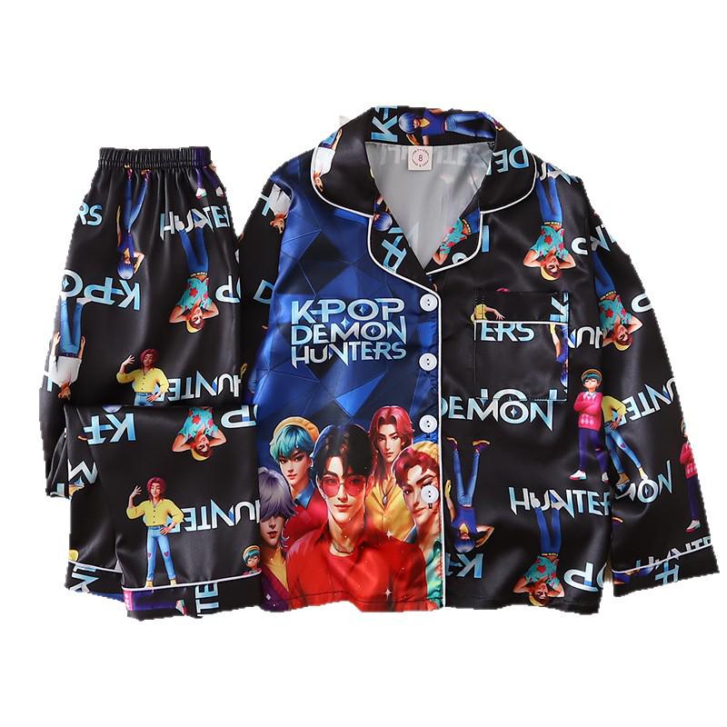 Children's Spring & Autumn Long Sleeve Ice Silk Pajamas - Boys & Girls Cartoon Princess Style
