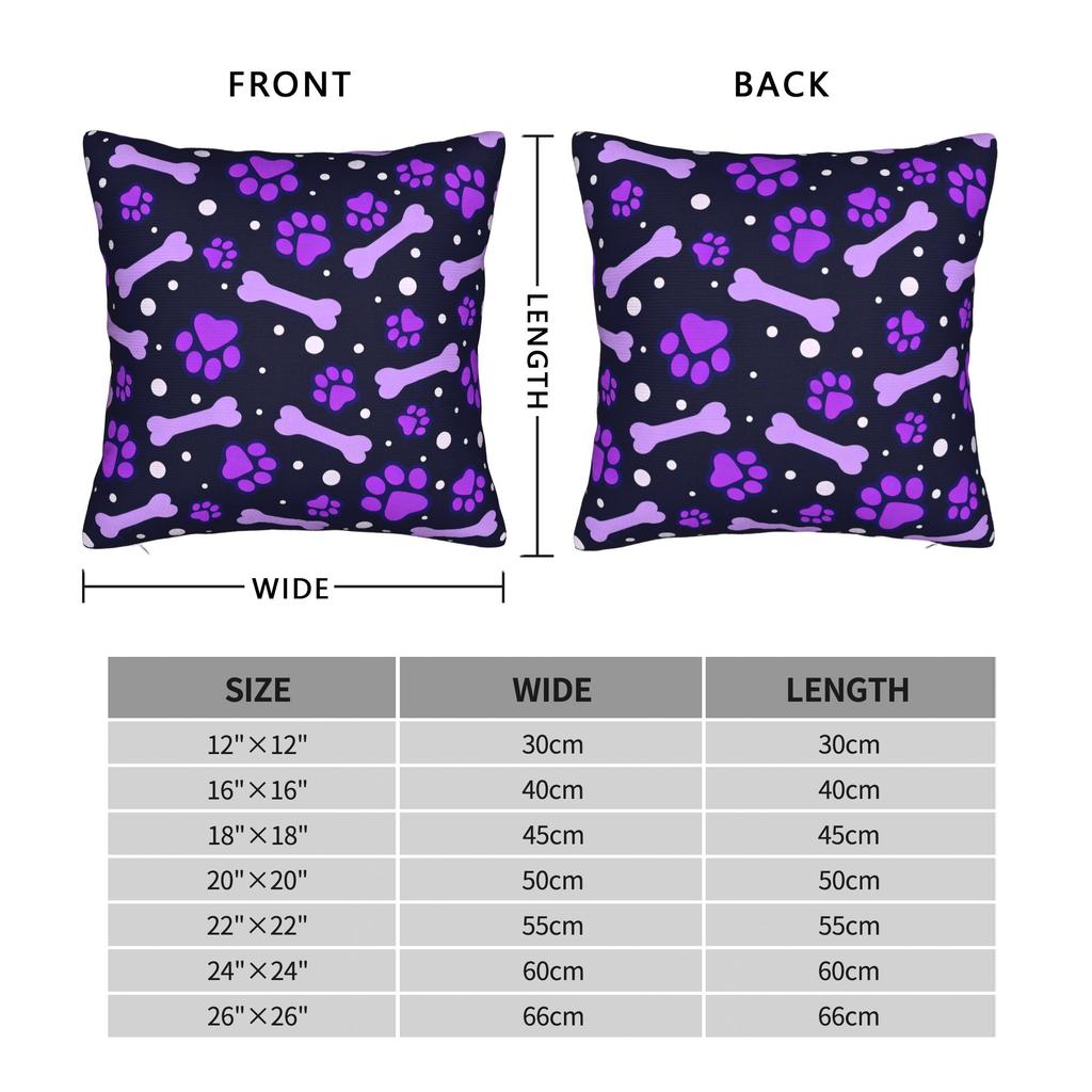 Dog Paw Print And Bone Pillow Case Soft Pillow Cover Fashion Pillowcases For Living Room Sofa