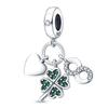 925 Silver Four Leaf Clover Pendant Green Lucky Charm Beads DIY Jewelry for Women Bracelet Making Diy