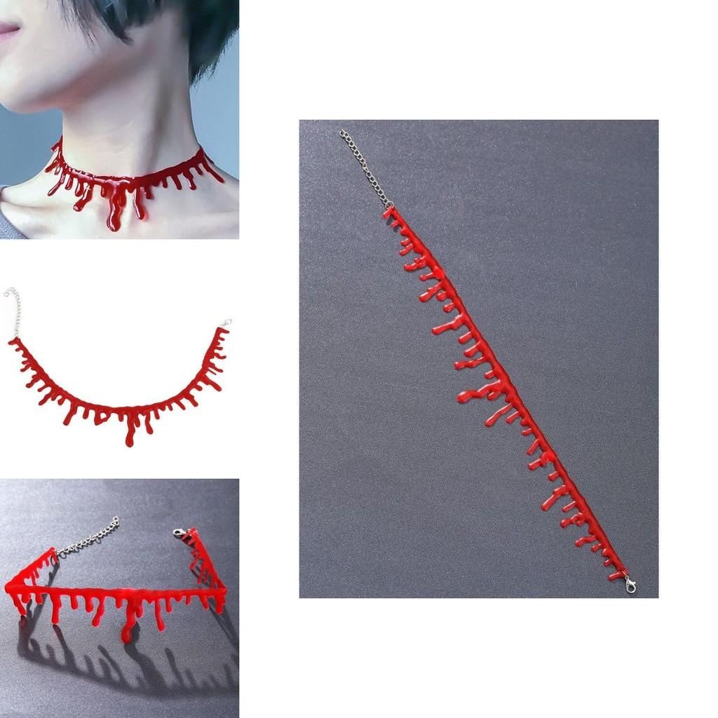 Halloween Vampire Necklace Spooky Gothic Style Plastic Geometric Blood Necklace