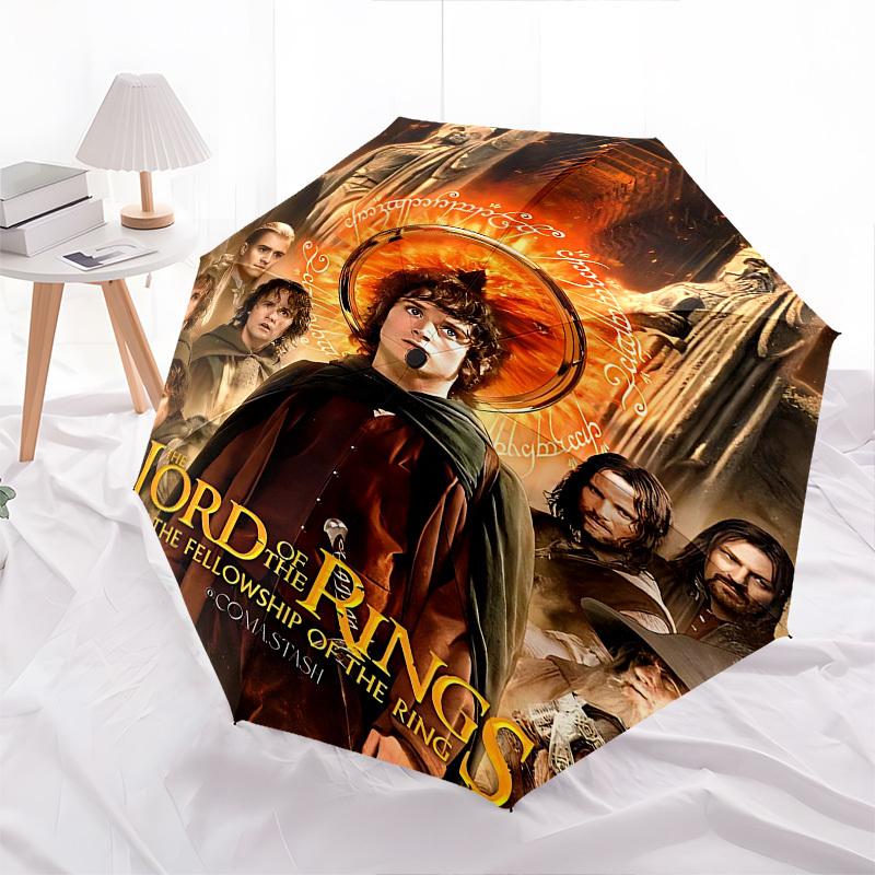 1 Stück Herr der Ringe Gefährten des Rings Automatischer Faltregenschirm - Kompaktes 8-Rippen-Design, Langlebiger Kunststoff & Eisen1382L