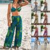 Women’s Sexy Summer Beach Mesh Bikini Set, Three-Piece Printed Swimwear with Long Pants