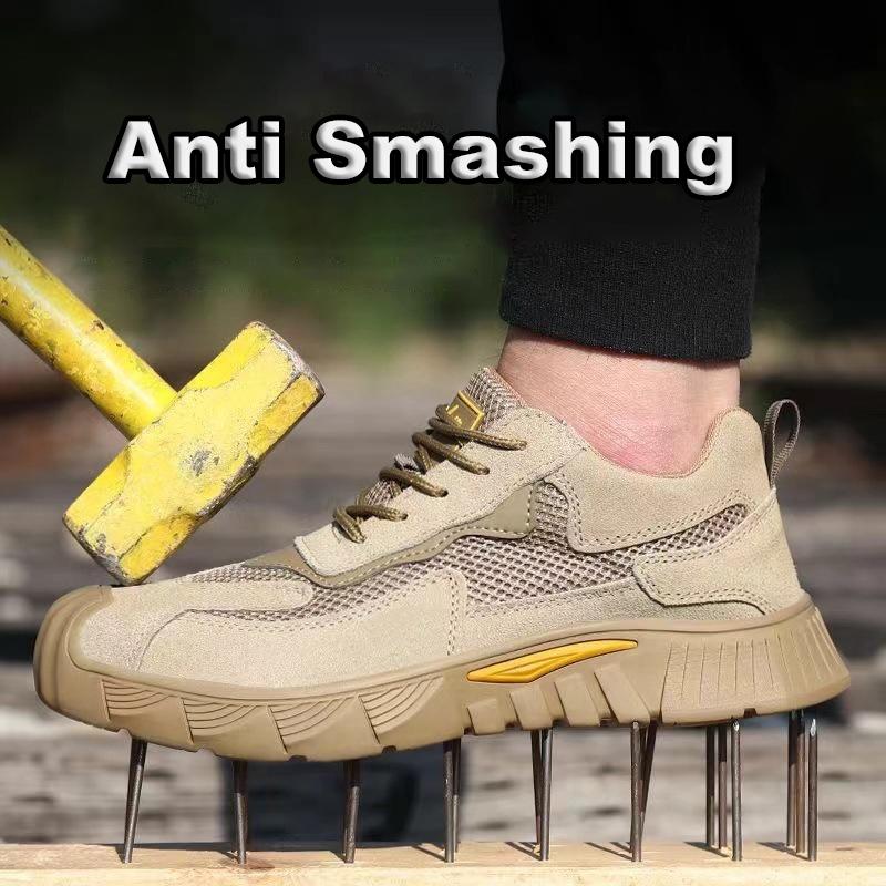 Oulylan Outdoor Mesh Breathable Workshoes Summer Wear Resistant Labor Footwear Solid Color Anti Puncture Safety Boots 38-46