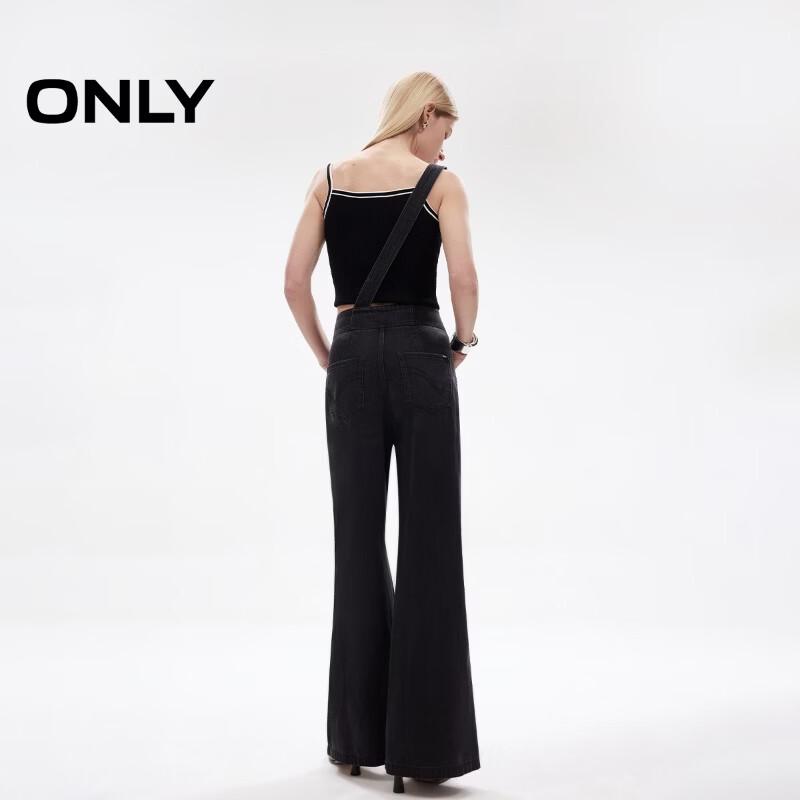 Only Women's Lyocell Blend High-Waist Loose Straight Denim Overalls