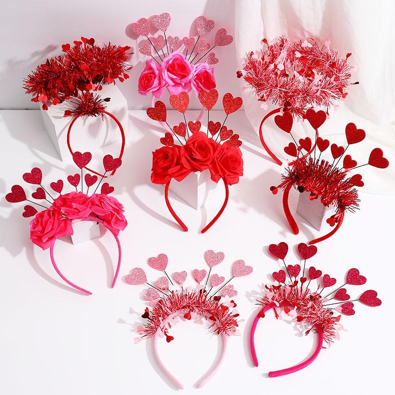 Valentine's Day Red Heart Headband Hair Clip - Wedding & Party Photo Prop
