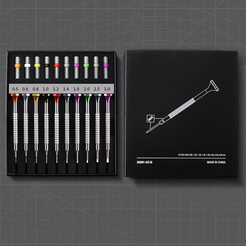10pcs Mini Hand Screwdriver Kit 0.5-3mm for Eyeglass and Watch Maintenance