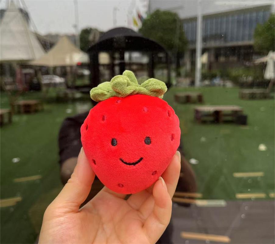 10CM Red Strawberry Fruit Cute Face Expression Stuffed Garden Series Plush Comfort Toy